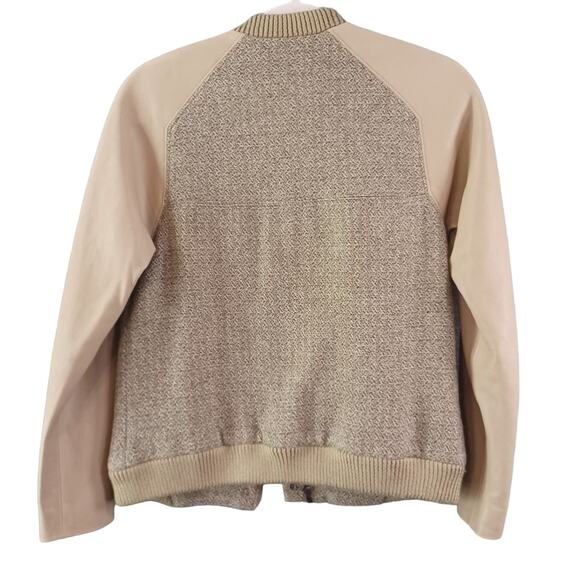 Fossil Brown Leather Wool Silk Jacket Small - Picture 2 of 8